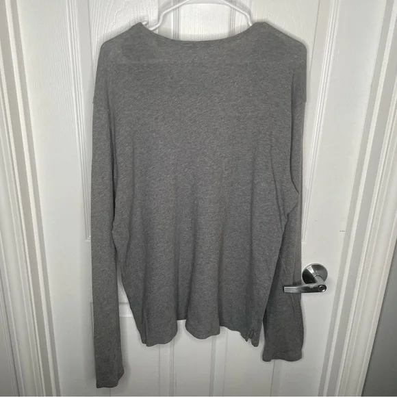 Vince Raw Edge Long Sleeve Henley T-Shirt in Gray L - Picture 4 of 15